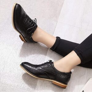 Mona Flying Leather Lace up Oxfords Brogue Wingtip Shoes EU 37 US 6.5